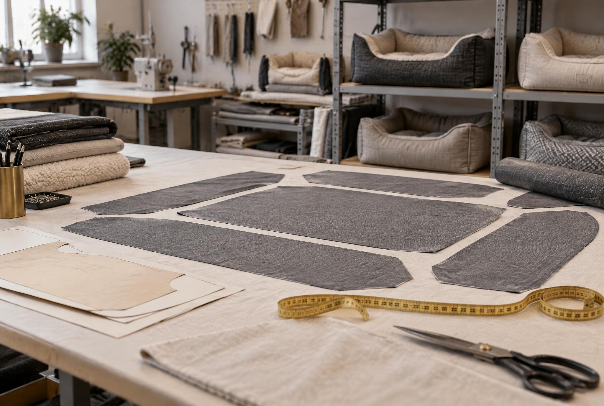 Pattern pieces on a cutting table